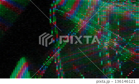 Abstract technology dark green background with random pixel glitch effect, distortion texture for design concepts, wallpapers, presentations, posters, covers, prints and web. Vector illustration. 136146121
