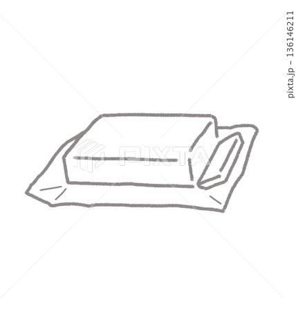 料理・お菓子作りバター手書き線画イラスト素材 136146211