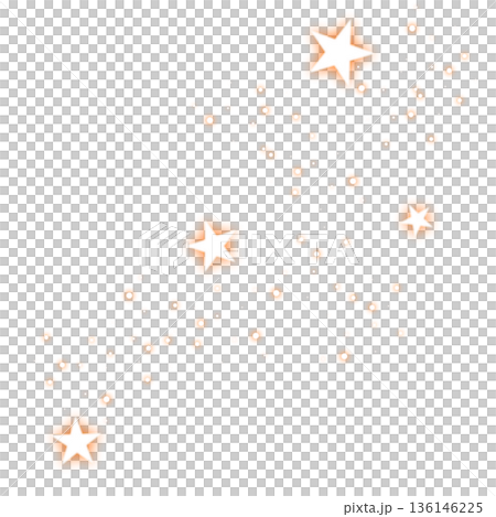 オレンジ色のキラキラ星のイラスト 136146225