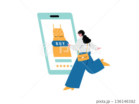 ネットショッピングをする女性 ネットショッピングをする女性 136146382