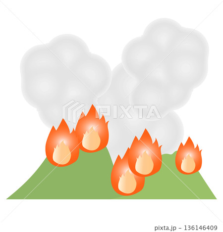 シンプルな山火事のイラスト シンプルな山火事のイラスト 136146409