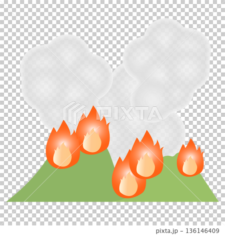 シンプルな山火事のイラスト シンプルな山火事のイラスト 136146409