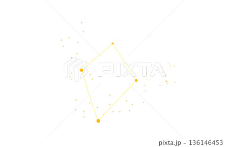 春のダイヤモンドのイラスト（ゴールド色の星のみで連結線なし、ダイヤモンド線あり） 136146453