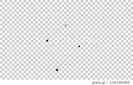 春のダイヤモンドのモノクロイラスト(星のみで連結線なし、ダイヤモンド線あり) 春のダイヤモンドのモノクロイラスト(星のみで連結線なし、ダイヤモンド線あり) 136146460
