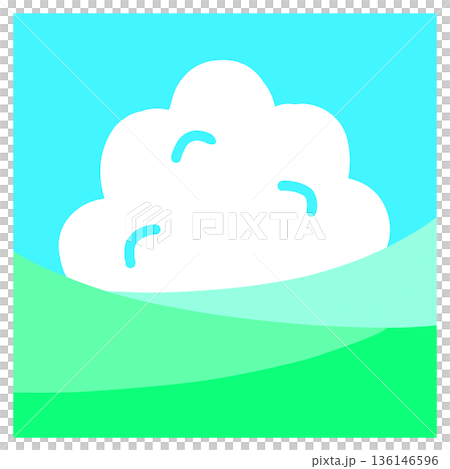 入道雲と草原 136146596