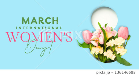 Flowers arranged to celebrate International Womens Day in March Flowers arranged to celebrate International Womens Day in March 136146688