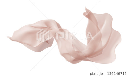 Sheer beige brown fabric flutters in the wind isolated on white background transparent cloth 3D render Sheer beige brown fabric flutters in the wind isolated on white background transparent cloth 3D render 136146713