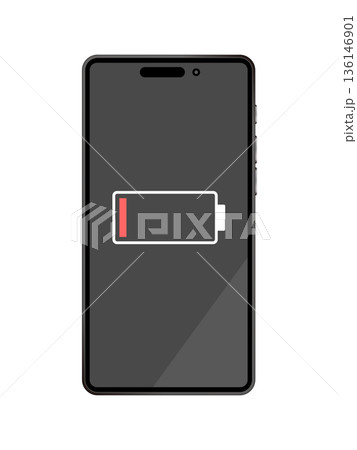 充電切れのスマートフォン画面 136146901