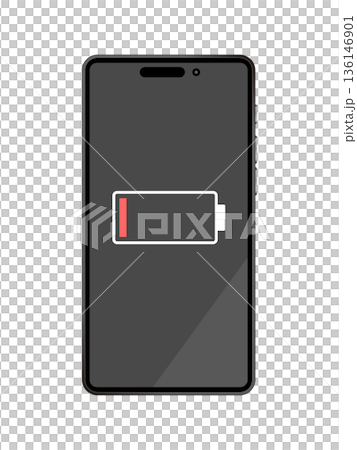 充電切れのスマートフォン画面 136146901