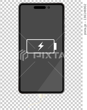 充電中のスマートフォン画面 136146902