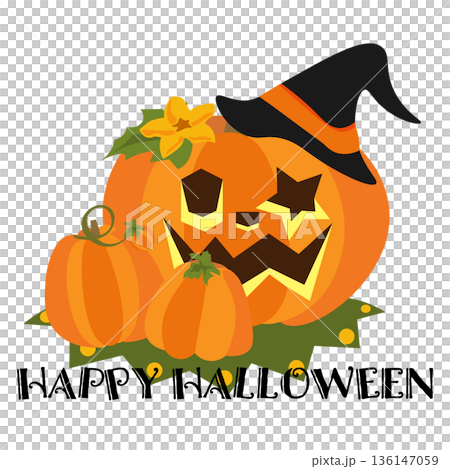 ハロウィンをイメージしたかぼちゃのお化けのイラスト ハロウィンをイメージしたかぼちゃのお化けのイラスト 136147059