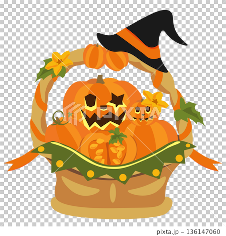 萬聖節主題籃子插圖 136147060