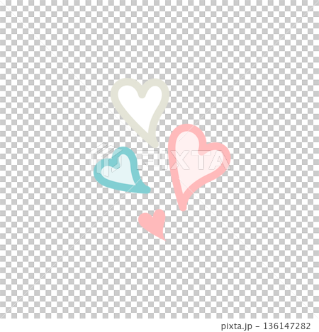 シンプルで可愛いハートのカラーイラスト 136147282