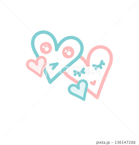シンプルで可愛いハートのカラーイラスト 136147288