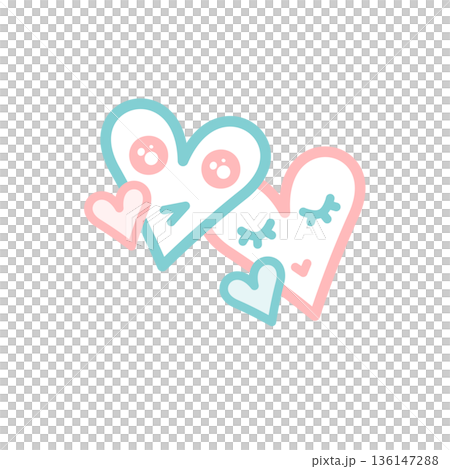 シンプルで可愛いハートのカラーイラスト 136147288