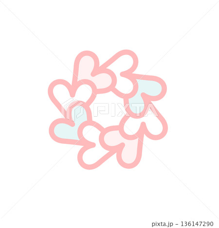 シンプルで可愛いハートのカラーイラスト シンプルで可愛いハートのカラーイラスト 136147290
