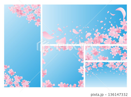 春の桜の背景セット素材 136147332