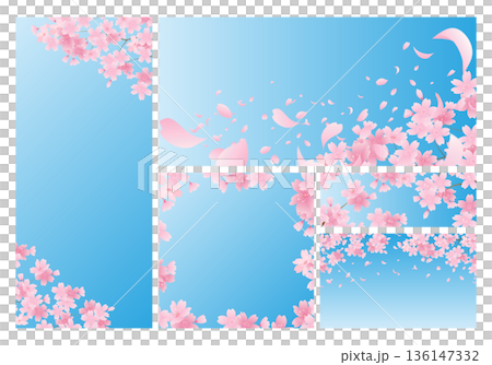 春の桜の背景セット素材 136147332