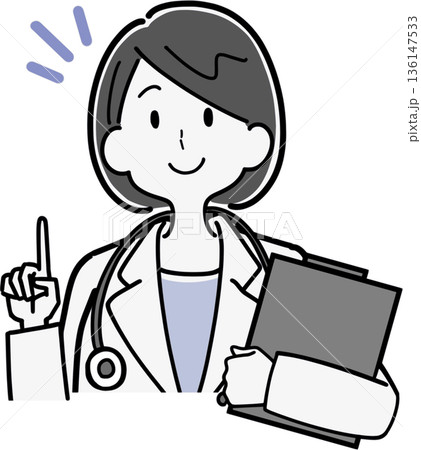 ひらめき・提案をする女医のイラスト 136147533