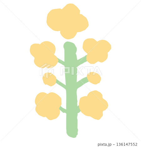 4月の園だよりに使いやすい シンプル手描きイラストカットシリーズ｜菜の花 136147552