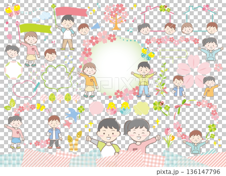 子供と新生活応援のイラストセット　文字なし 136147796