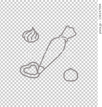 絞り器 クリーム 製菓 線画イラスト素材 136147994
