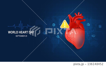 Human heart and body with red cardio line. Heart anatomy, cardiology medicine, organ health, medical science, life healthcare, cardio illness concept illustration or background for medical apps, websi 136148452