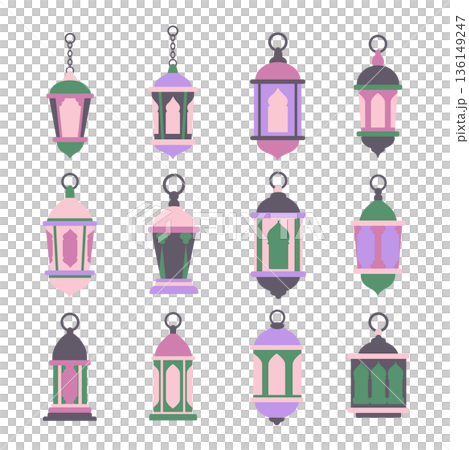 Ramadan Lantern Flat Illustration Set Ramadan Lantern Flat Illustration Set 136149247