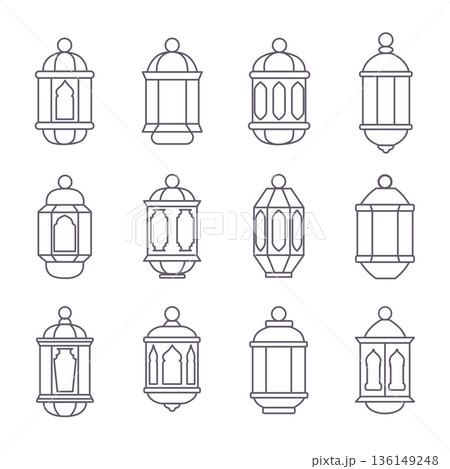 Ramadan Lantern Outline Vector Icons 136149248