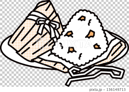 お皿に乗ったちまき二個 136149713