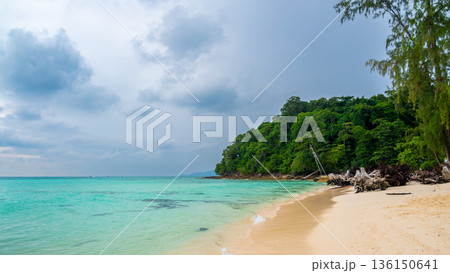 View of Bamboo island, Ko Phi Phi, Thailand. Tropical island, concept of summer vacation in paradise. 136150641