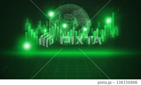 Visual representation of data streaming with green colors and digital effects at night Visual representation of data streaming with green colors and digital effects at night 136150806