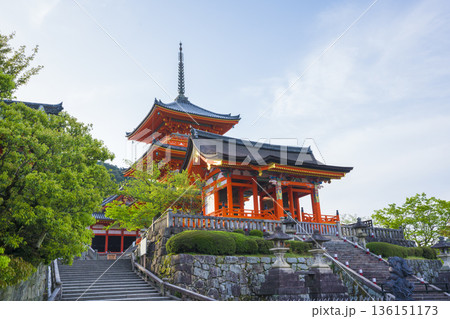 京都 清水寺の西門と三重塔 京都 清水寺の西門と三重塔 136151173