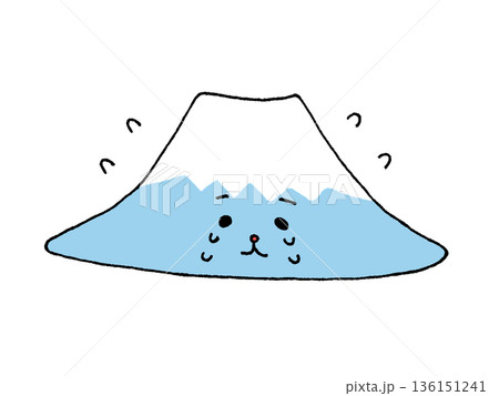 困り顔で泣くかわいい富士山のイラスト 困り顔で泣くかわいい富士山のイラスト 136151241