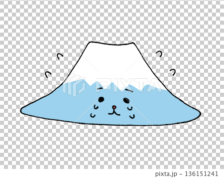困り顔で泣くかわいい富士山のイラスト 困り顔で泣くかわいい富士山のイラスト 136151241
