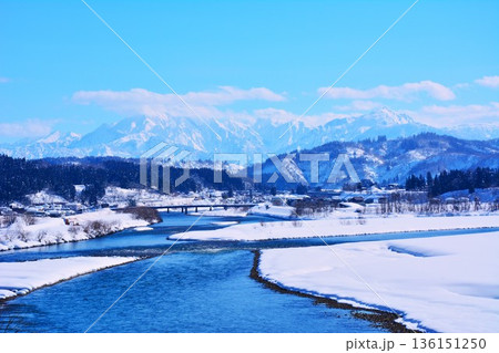 信濃川・越後三山冬景色 信濃川・越後三山冬景色 136151250