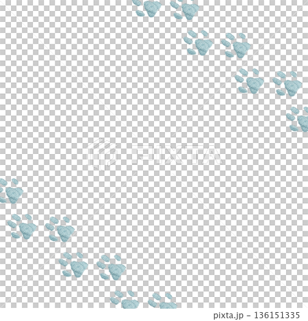 [Paw print frame] Hand-embroidered illustration material 136151335