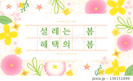 Spring template with beautiful flower. Text Translation "flutter spring, benefit spring" 136151899