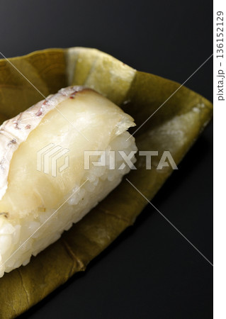 鯛のかきのは寿司を黒背景で撮影 鯛のかきのは寿司を黒背景で撮影 136152129