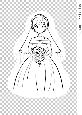 ブーケを持って微笑んでいる花嫁 136152130