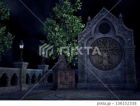 3D Mystical Gothic Ancient Stone Shrine 136152338
