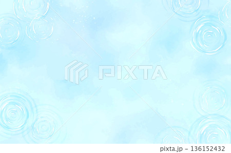 水彩風の涼しげな水面と小さな波紋_横 136152432