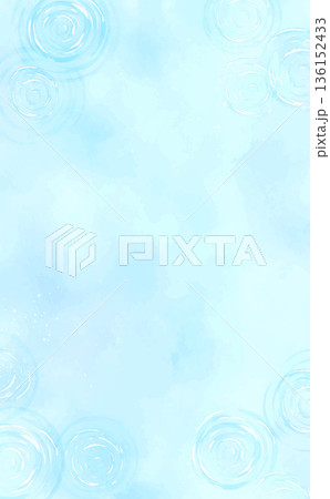 水彩風の涼しげな水面と小さな波紋_縦 136152433