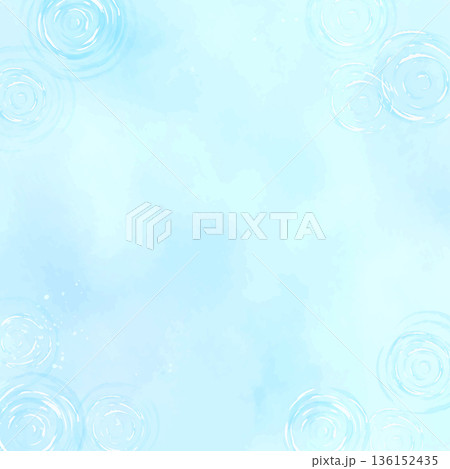 水彩風の涼しげな水面と小さな波紋_正方形 136152435