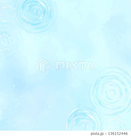 水彩風の涼しげな水面と大きな波紋_正方形 136152446