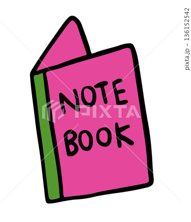 Hand drawn illustration of notebook for decoration, book reader lover, sticker, cute patch, print, office workers, writing, back to school, kids and children, leisure, hobbies, department store Hand drawn illustration of notebook for decoration, book reader lover, sticker, cute patch, print, office workers, writing, back to school, kids and children, leisure, hobbies, department store 136152542