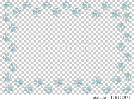 [Paw print frame] Hand-embroidered illustration material 136152972
