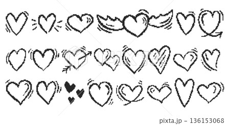 Set of different hearts in pixel art style Set of different hearts in pixel art style 136153068