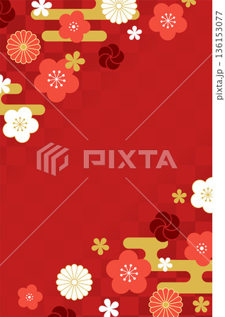 花模様の和風背景_ベクターイラスト 136153077
