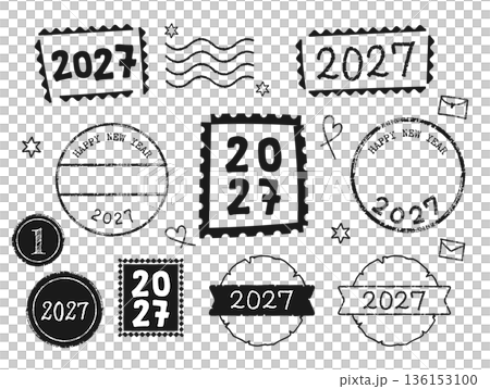 簡約印章式材質套裝,印有2027年字樣,黑色。 簡約印章式材質套裝,印有2027年字樣,黑色。 136153100